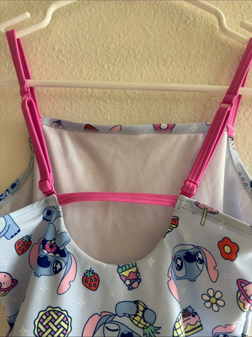 Disney Light Blue and Pink Stitch Girls Swimsuit, Size L 💙💖